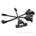 B Cable de extensión de montaje de panel macho a USB2.0